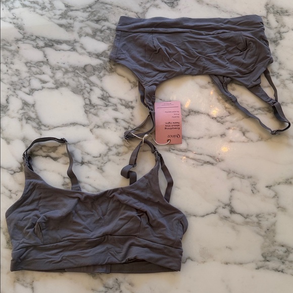 NWT Quince Ultra Soft Everyday Micromodal Maternity Nursing Bra (2 Pack) Grey S - Picture 5 of 9